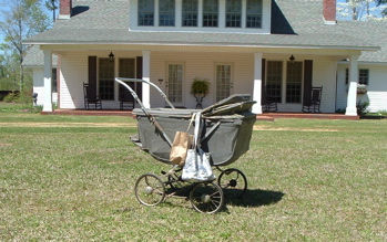 pram in front of the house