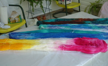 4 hanks of dyed superwash