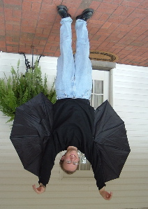 Bat Boy is upside down.