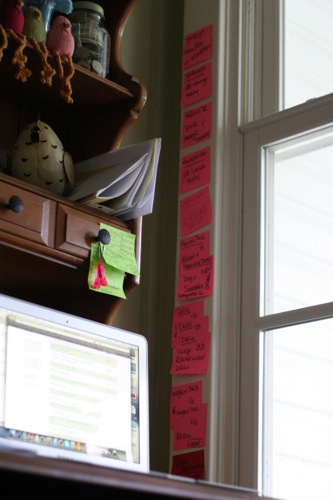 long line of post-its