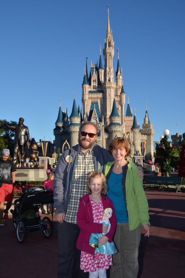 Just past Main Street in the Magic Kingdom at Disney World (Cinderella Castle in the background)